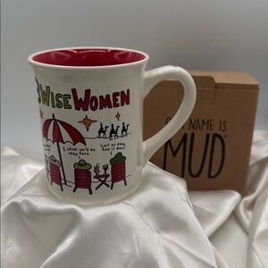 3 Wise Women Mug with Red Interior by Mud Pie/Enesco. NIB